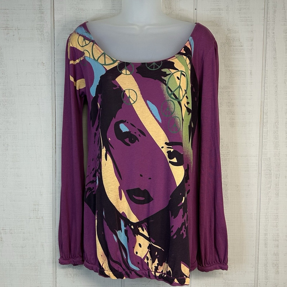 Hippie Ink Graphic Statement Top M Pima Cottonā Long Sleeve Cyber Punk Indie Emo